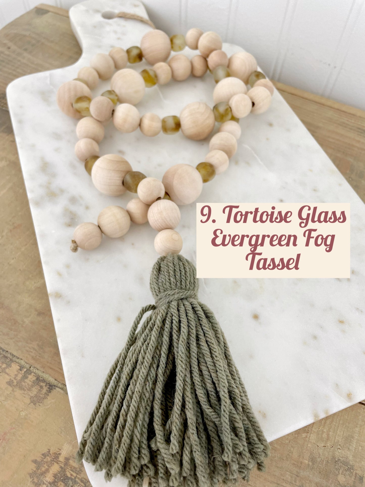 Wood+Glass Decor Bead Strands with Shades of Green