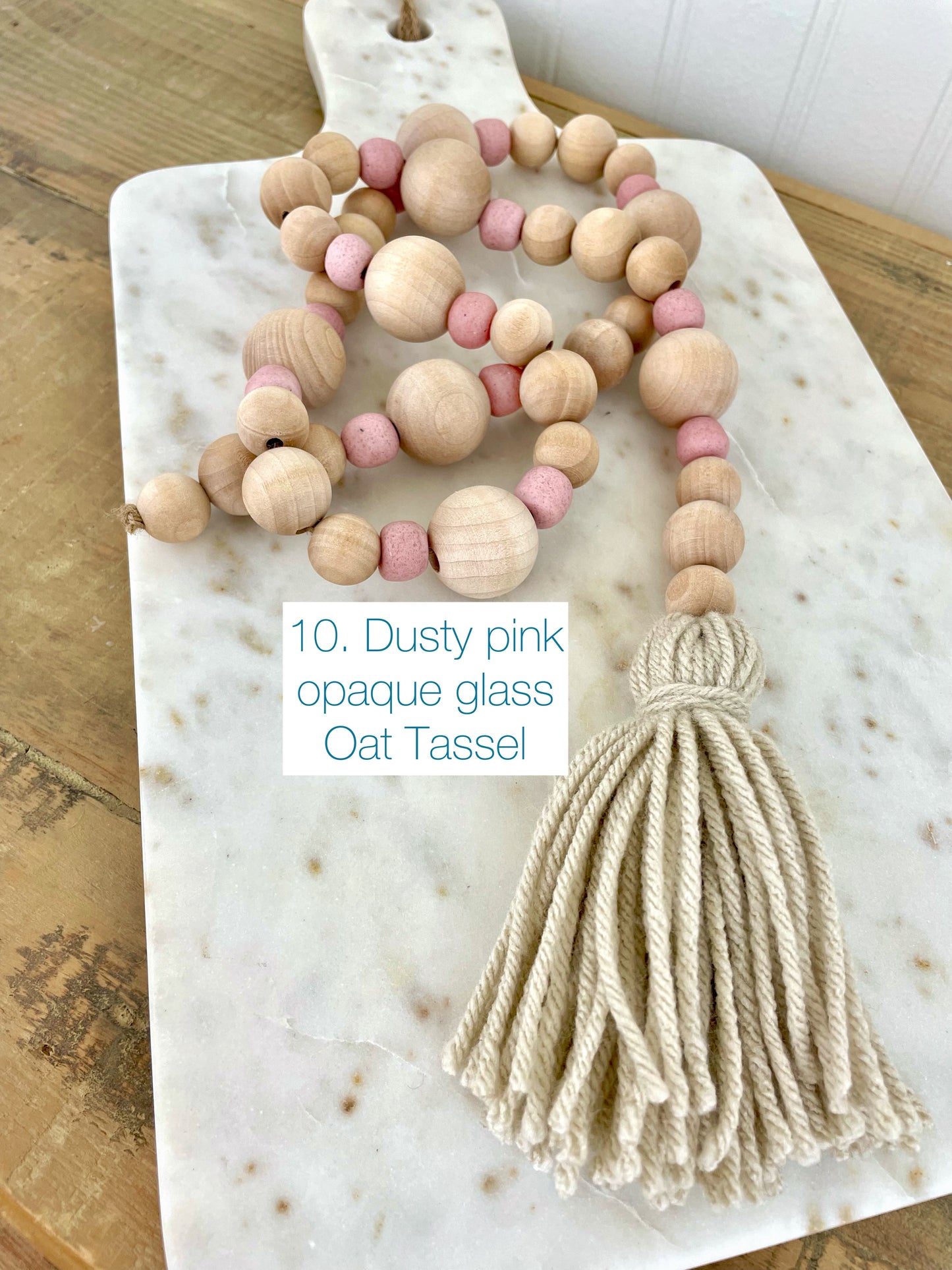 Wood+Glass Decor Bead Strands with Shades of Pink