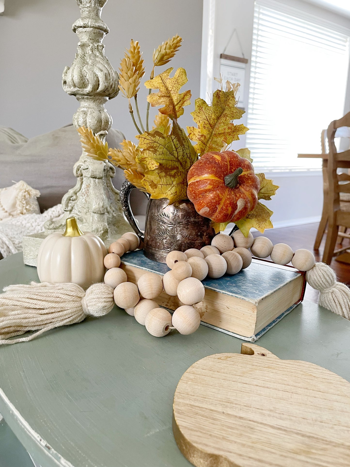 Double Tassel Chunky Wood Decor Bead Strand