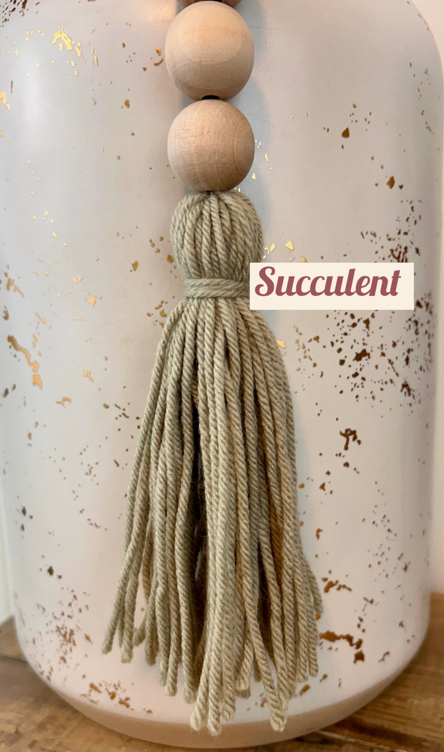 Double Tassel Chunky Wood Decor Bead Strand