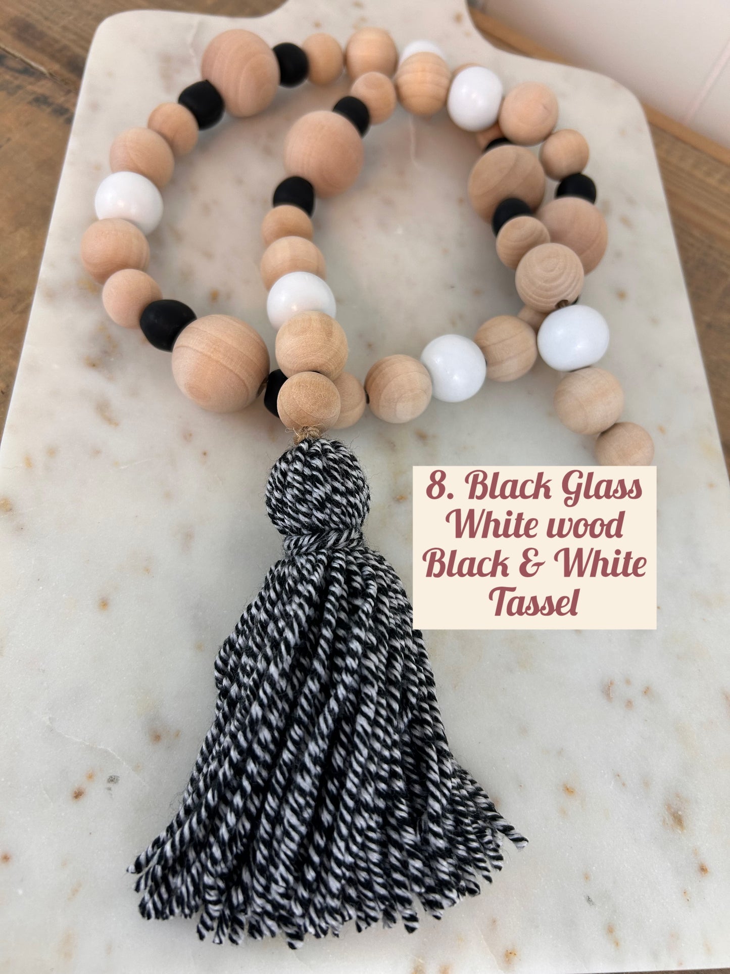 Wood+Glass Decor Bead Strands with Shades of Grey/Black