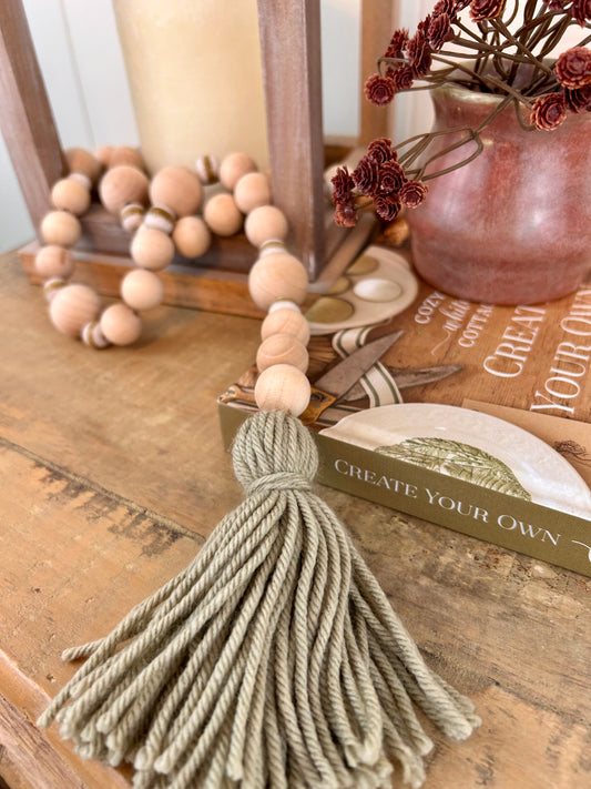 Wood+Glass Decor Bead Strands with Shades of Green