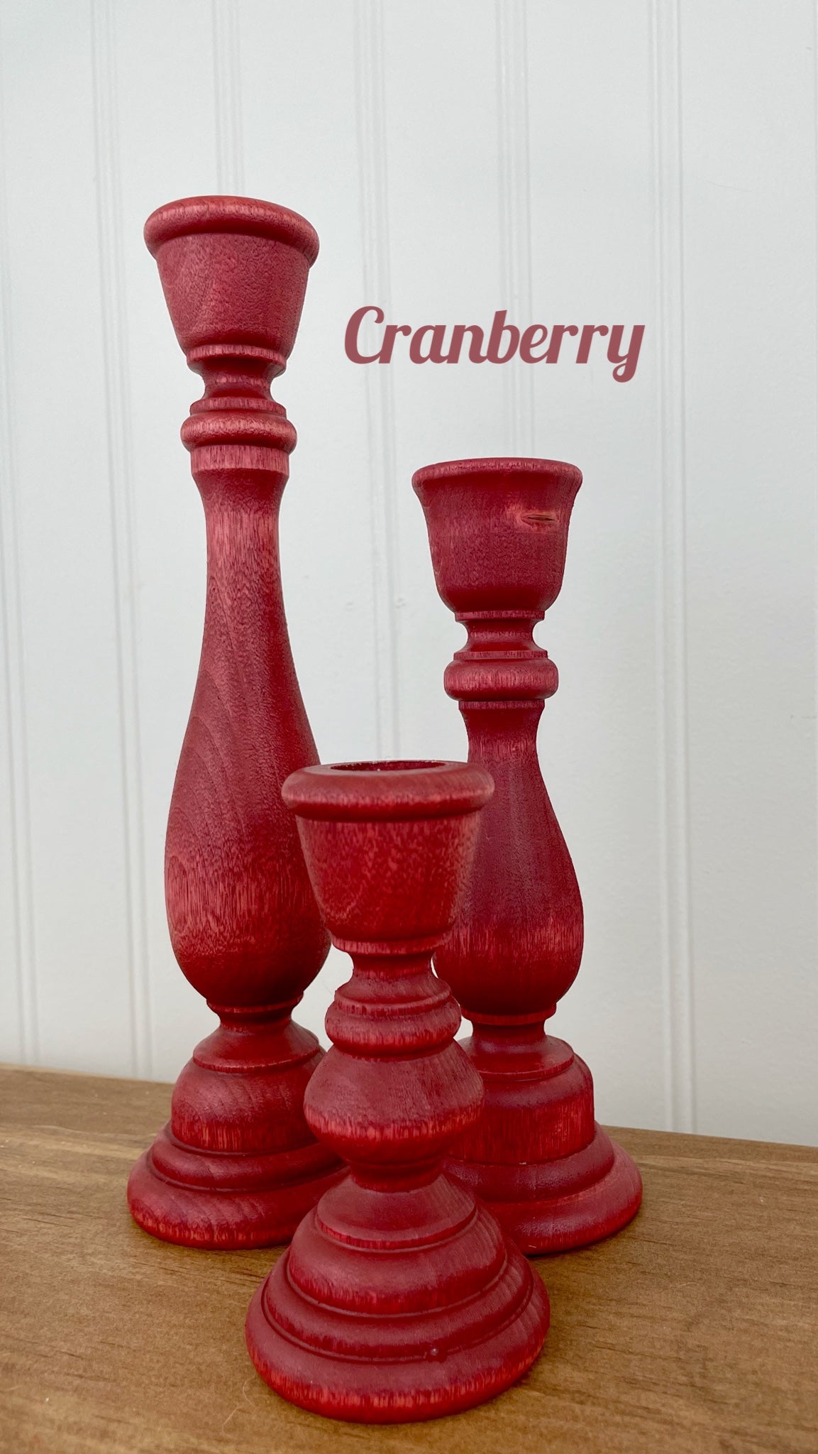 Set of 3 Wood Candlesticks