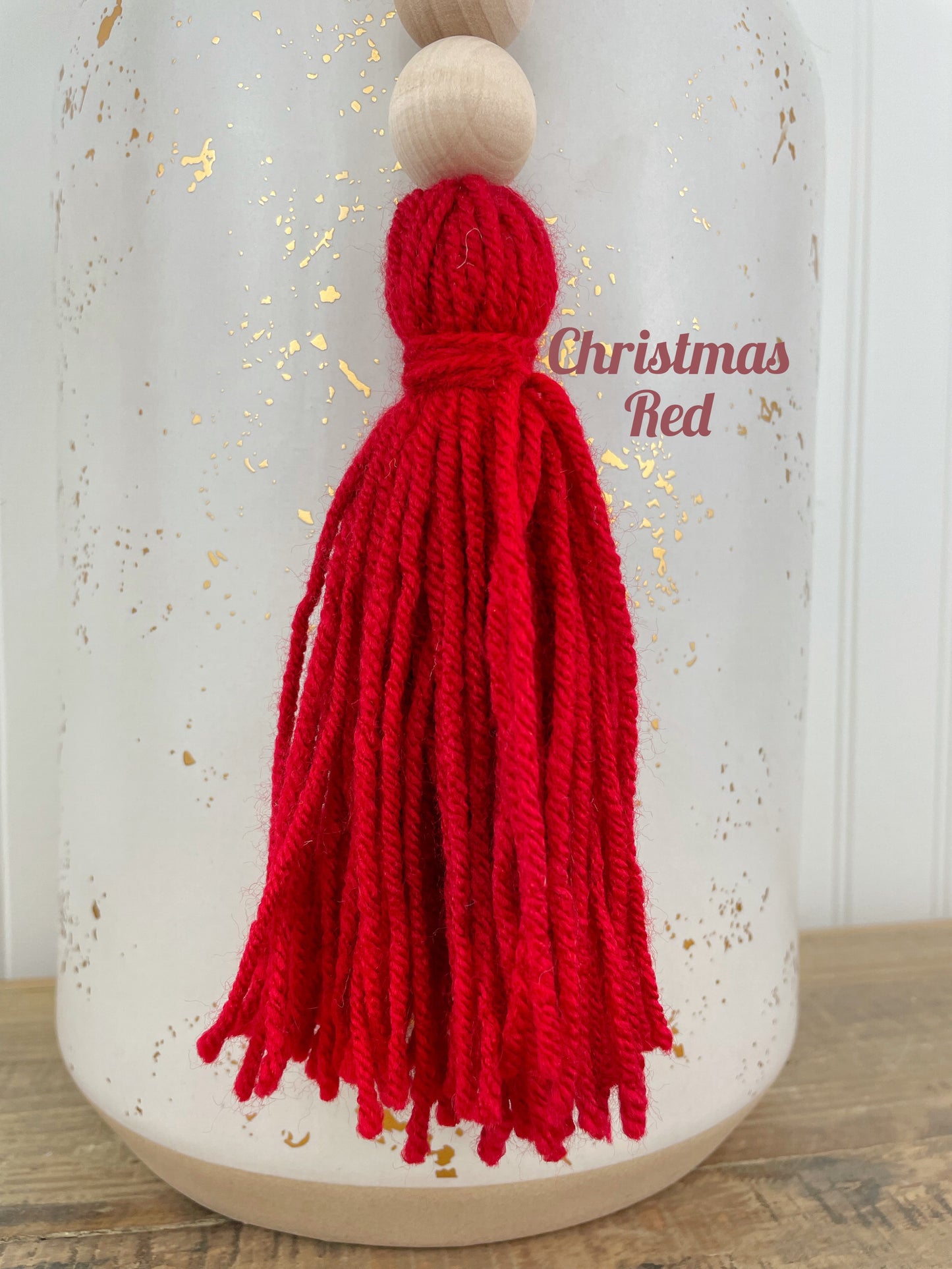 Double Tassel Chunky Wood Decor Bead Strand