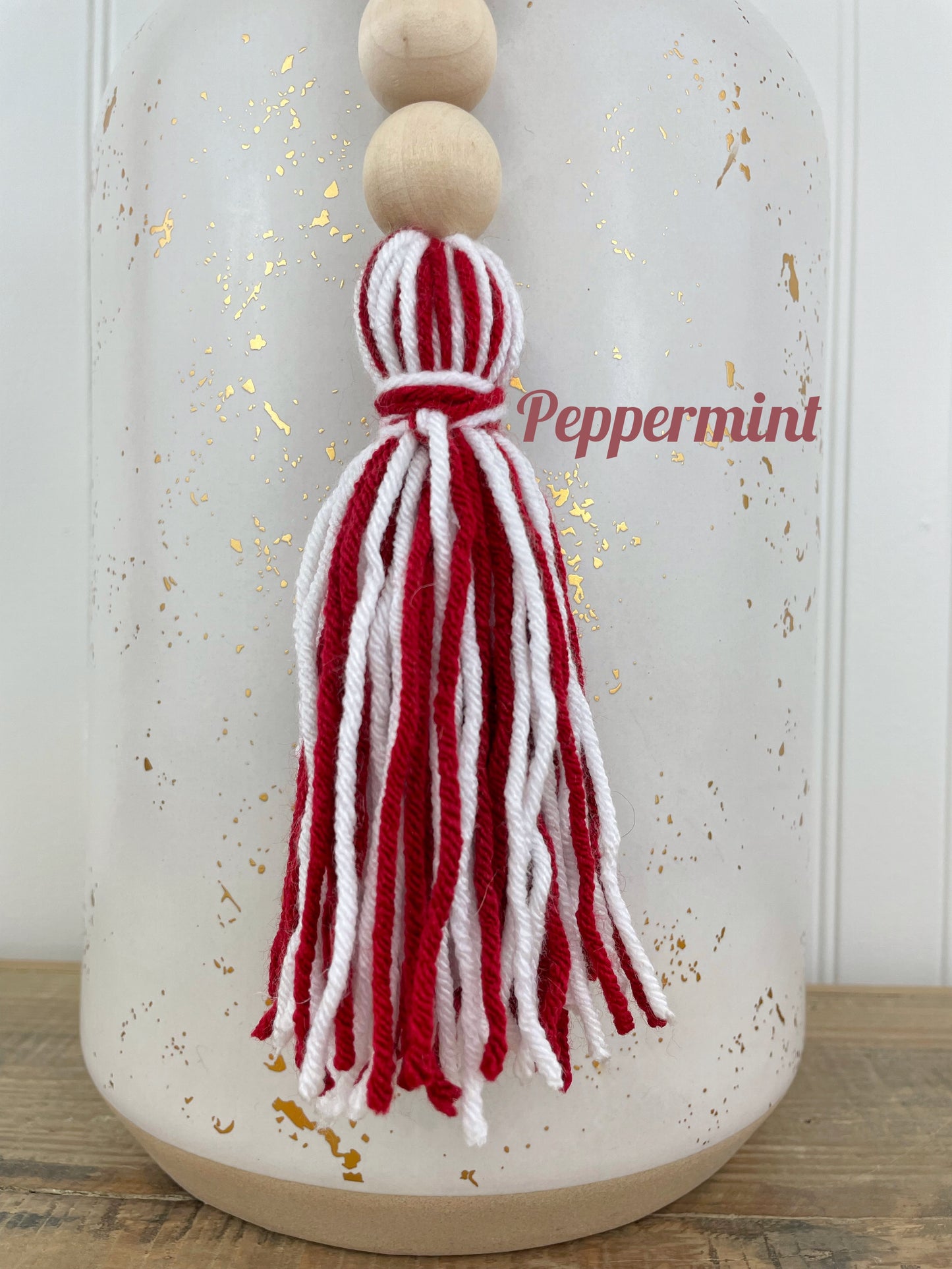 Double Tassel Chunky Wood Decor Bead Strand