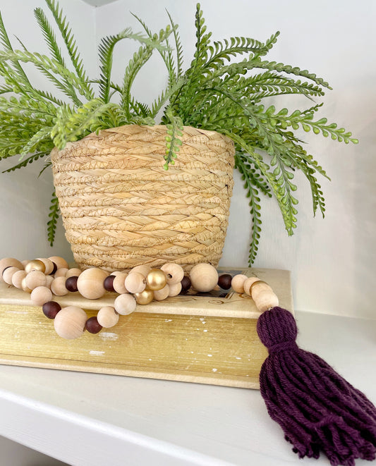 Wood+Glass Decor Bead Strands with Shades of Purple