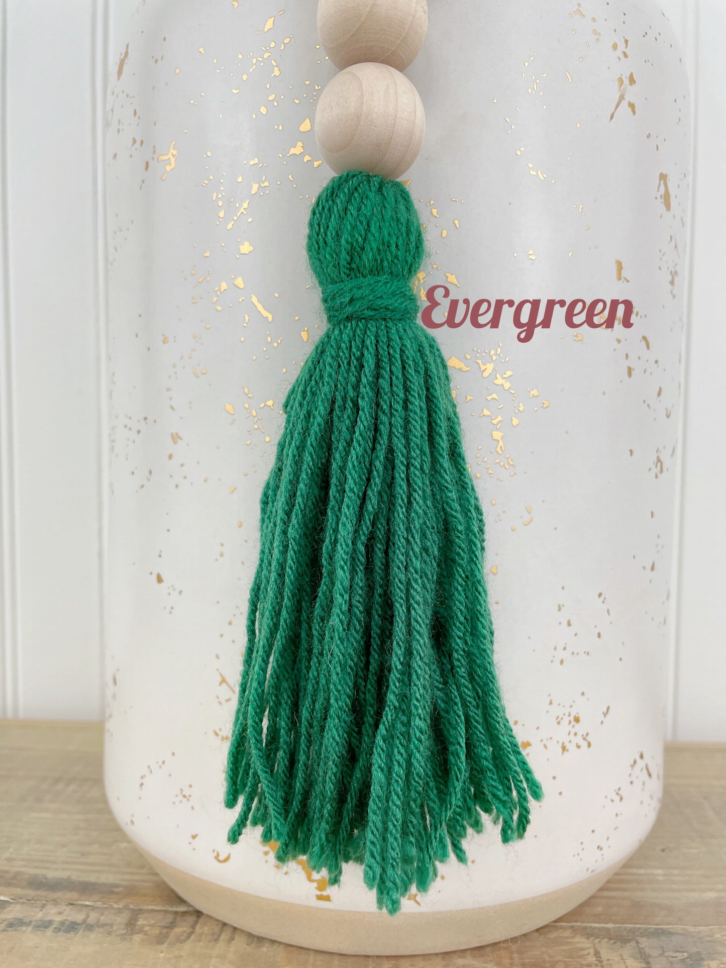 Double Tassel Chunky Wood Decor Bead Strand