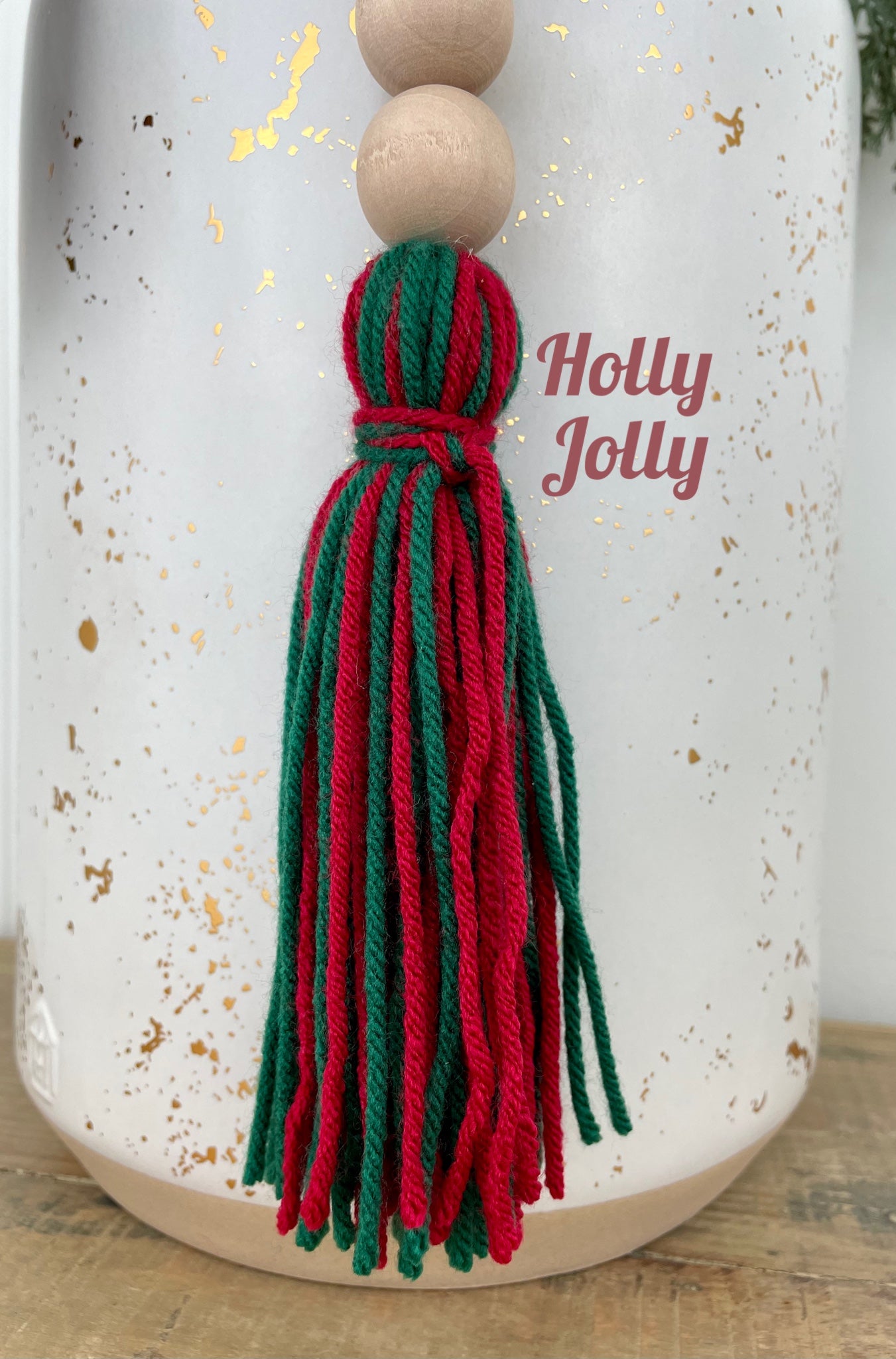 Double Tassel Chunky Wood Decor Bead Strand