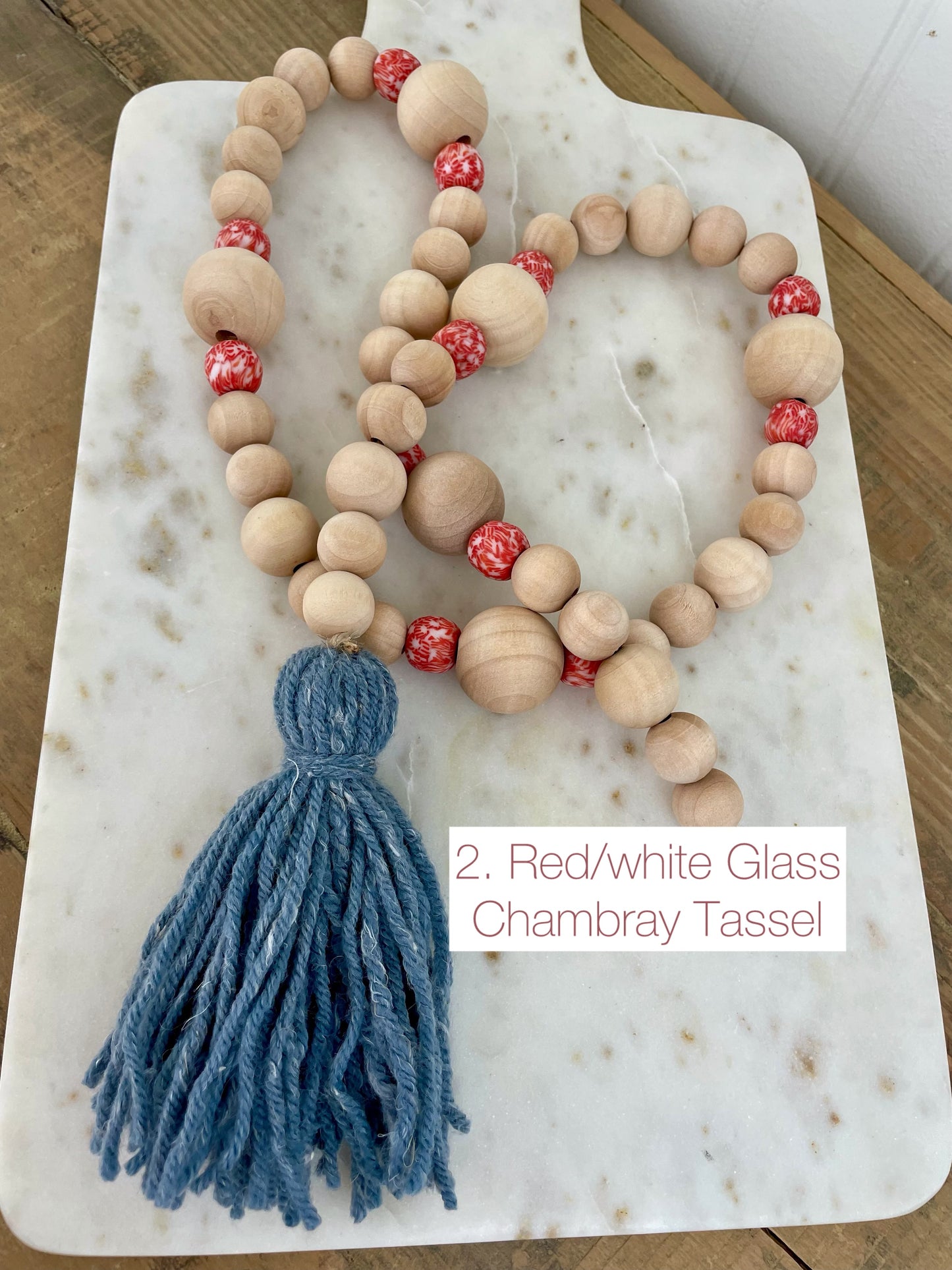 Patriotic Wood+Glass Decor Bead Strands