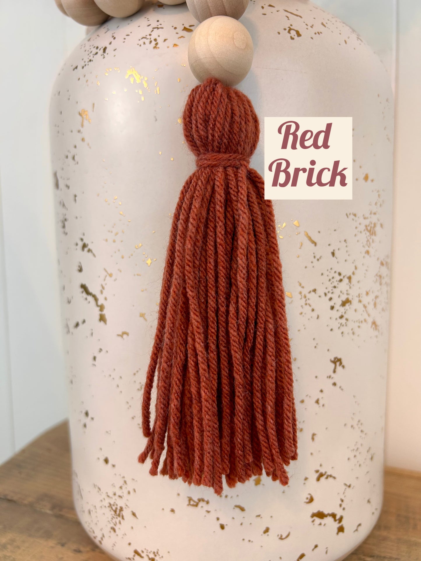 Double Tassel Chunky Wood Decor Bead Strand