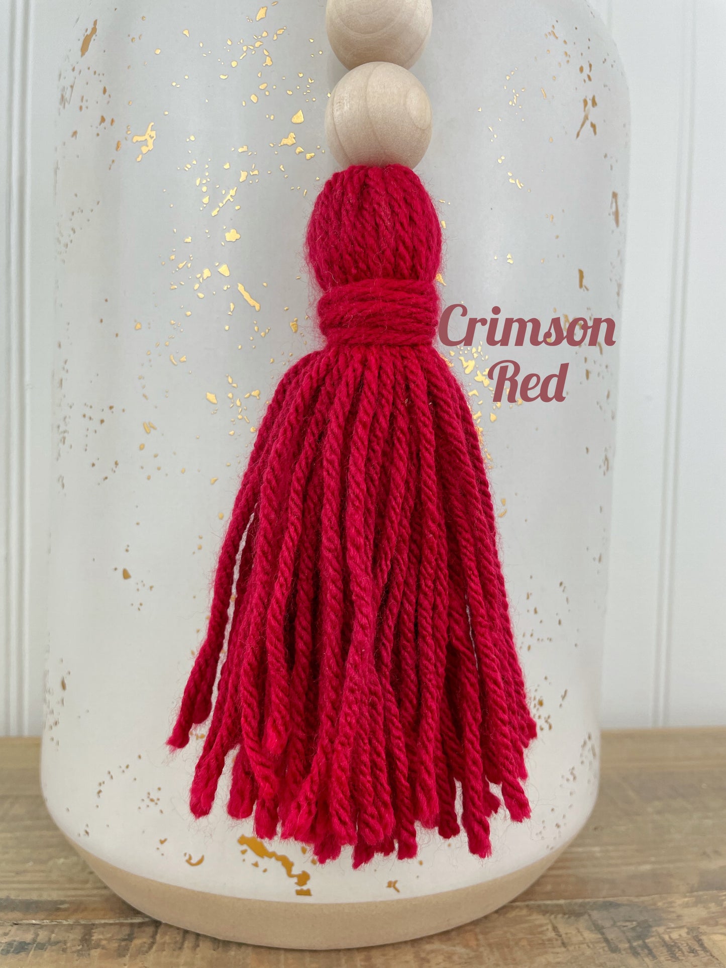 Double Tassel Chunky Wood Decor Bead Strand