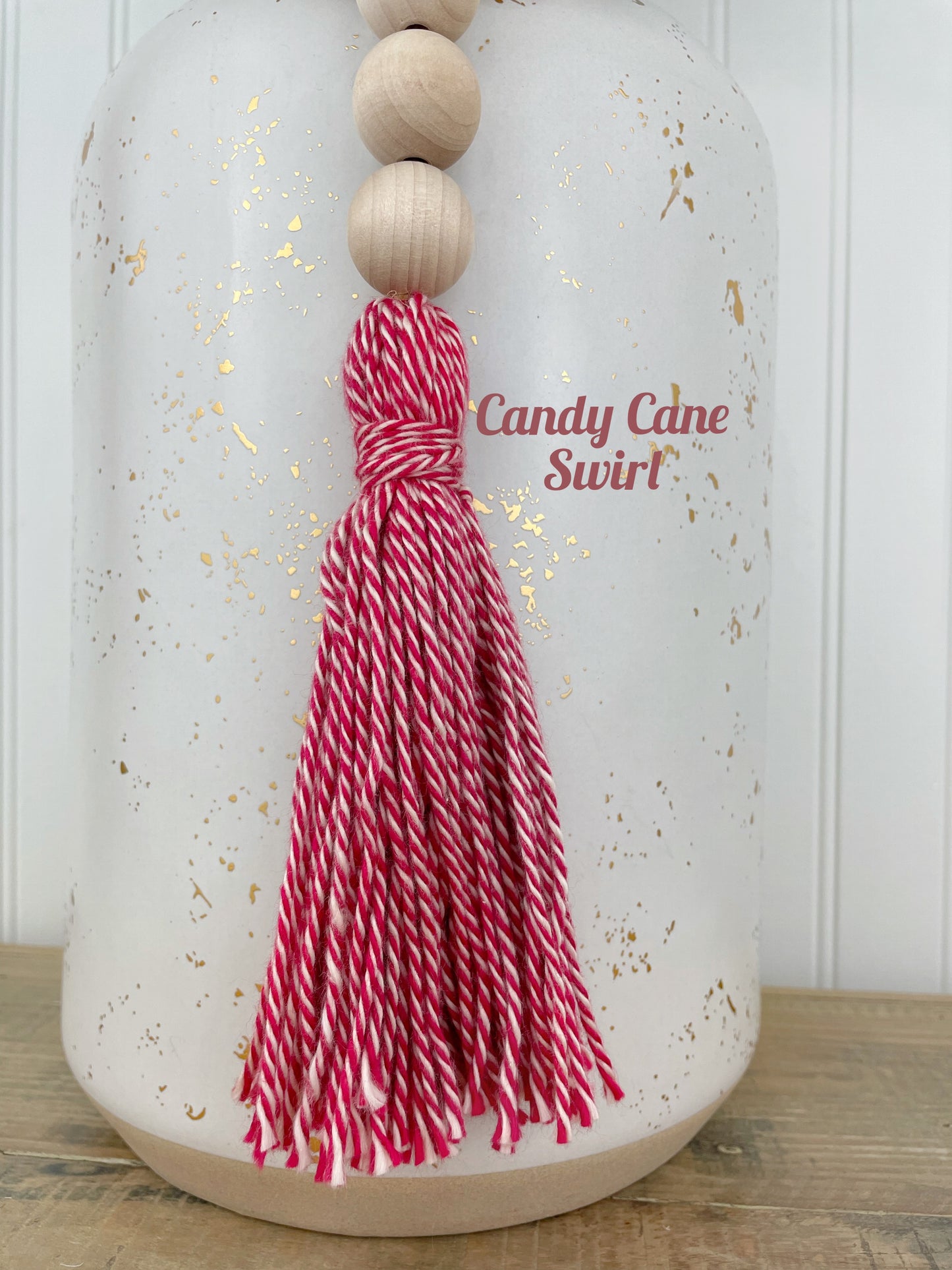 Double Tassel Chunky Wood Decor Bead Strand