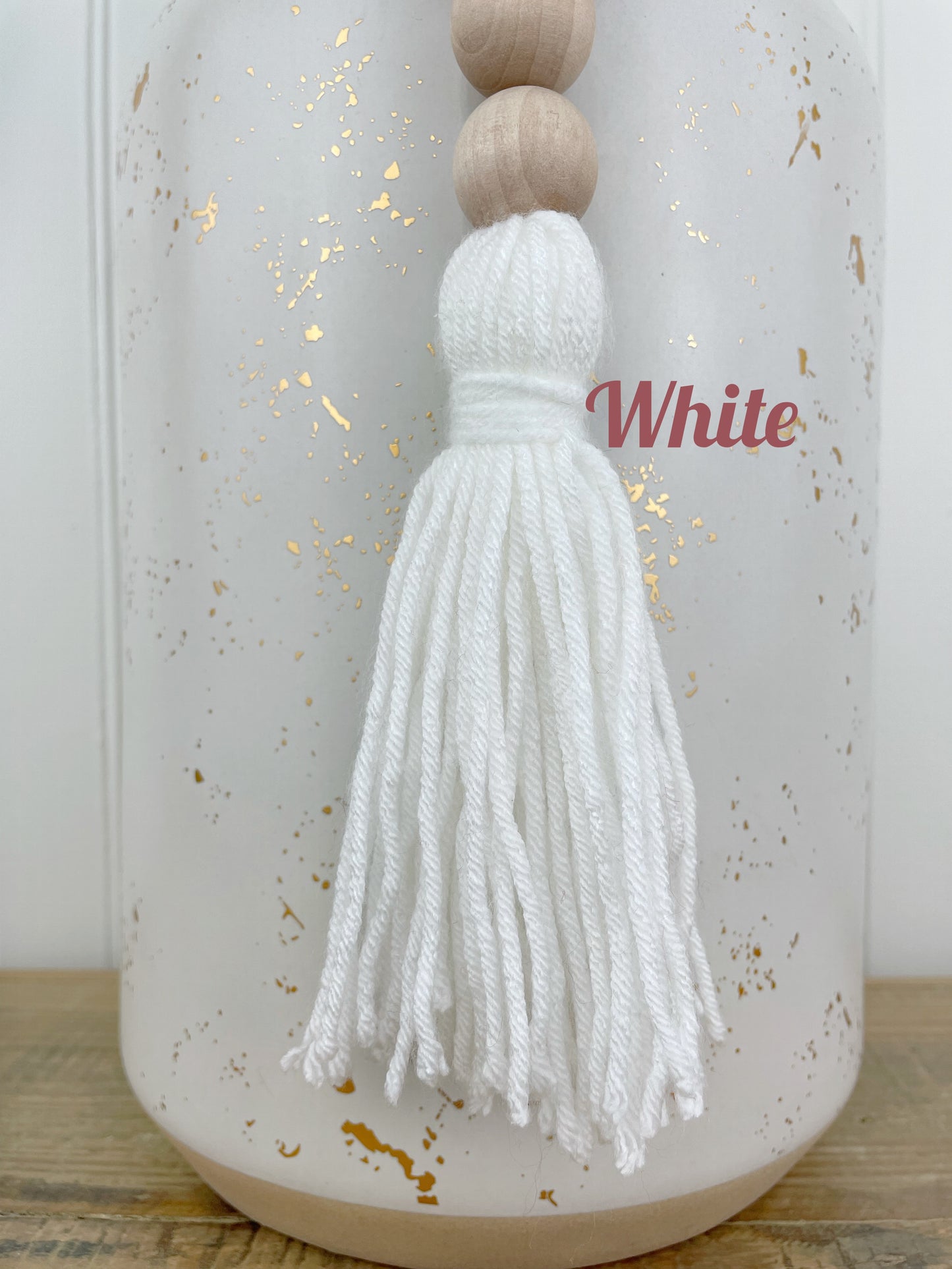 Double Tassel Chunky Wood Decor Bead Strand