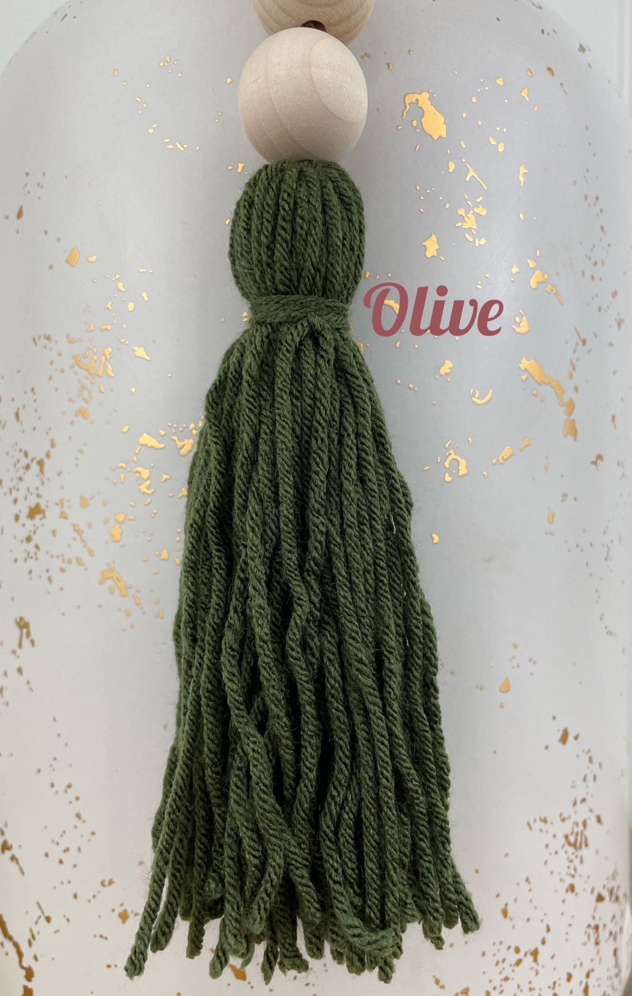 Double Tassel Chunky Wood Decor Bead Strand