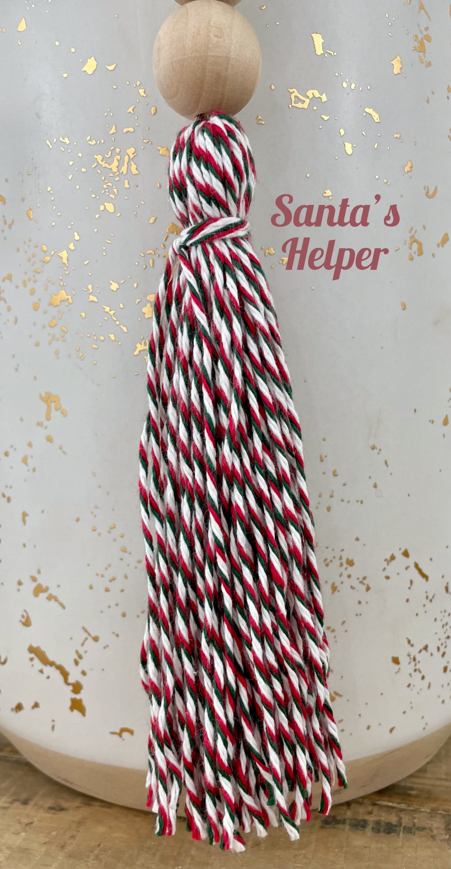 Double Tassel Chunky Wood Decor Bead Strand