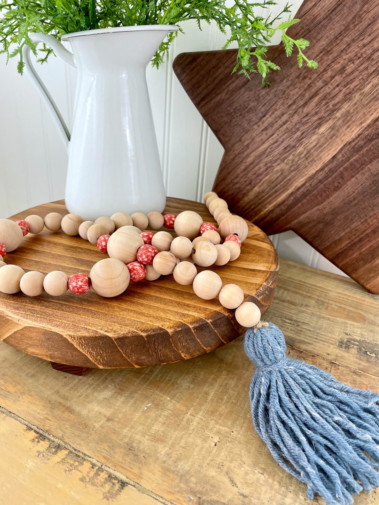 Patriotic Wood+Glass Decor Bead Strands