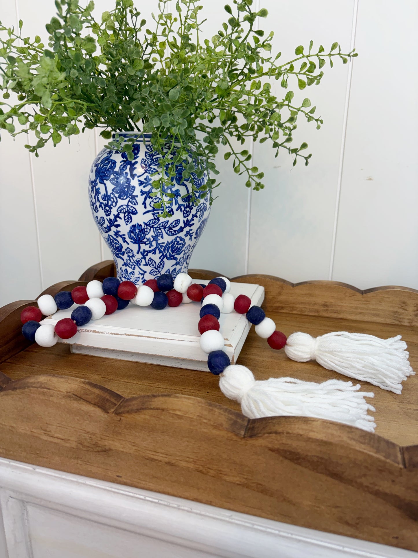 Patriotic Glass Decor Bead Strand