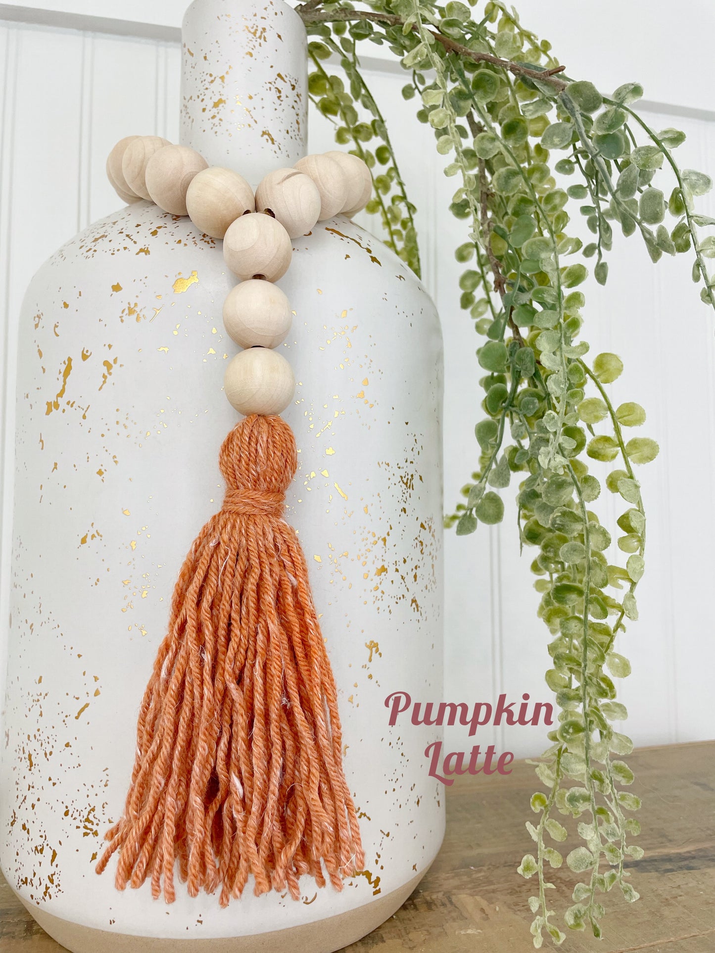 Double Tassel Chunky Wood Decor Bead Strand