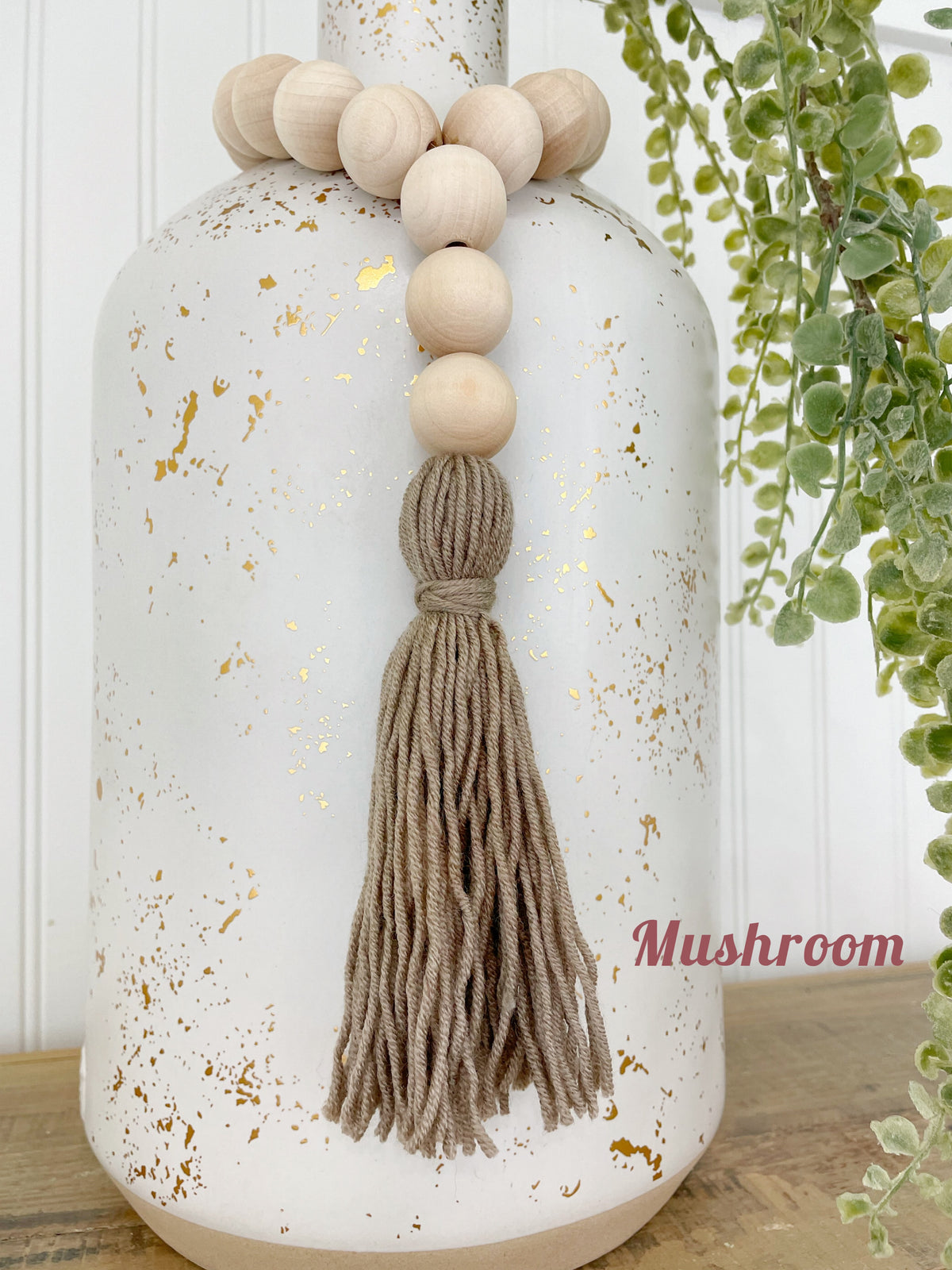 Double Tassel Chunky Wood Decor Bead Strand