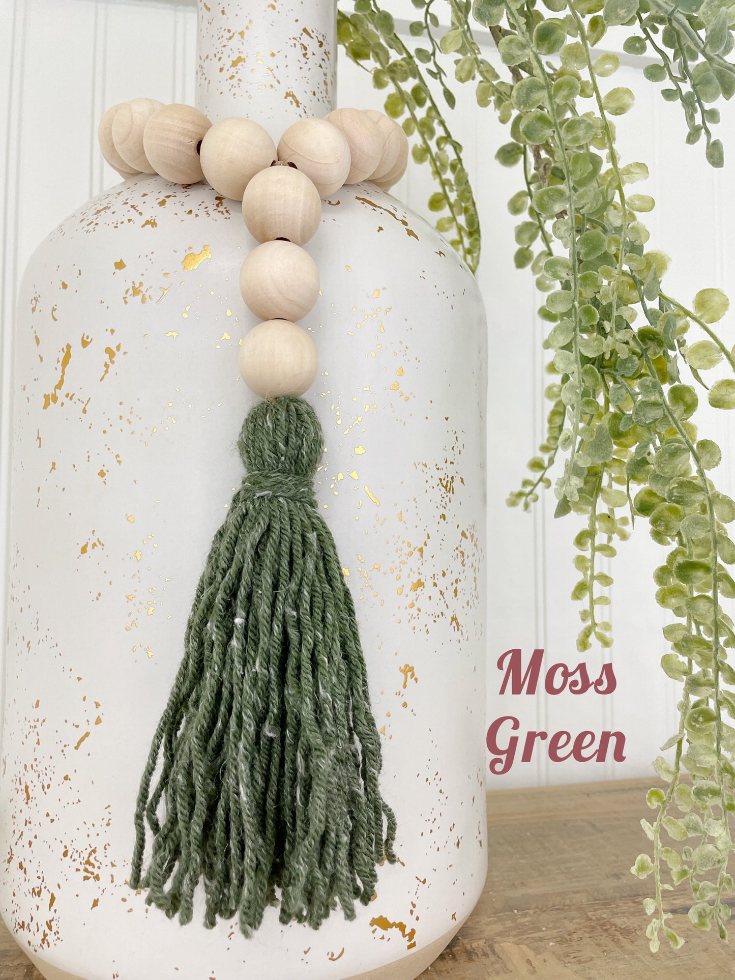 Double Tassel Chunky Wood Decor Bead Strand