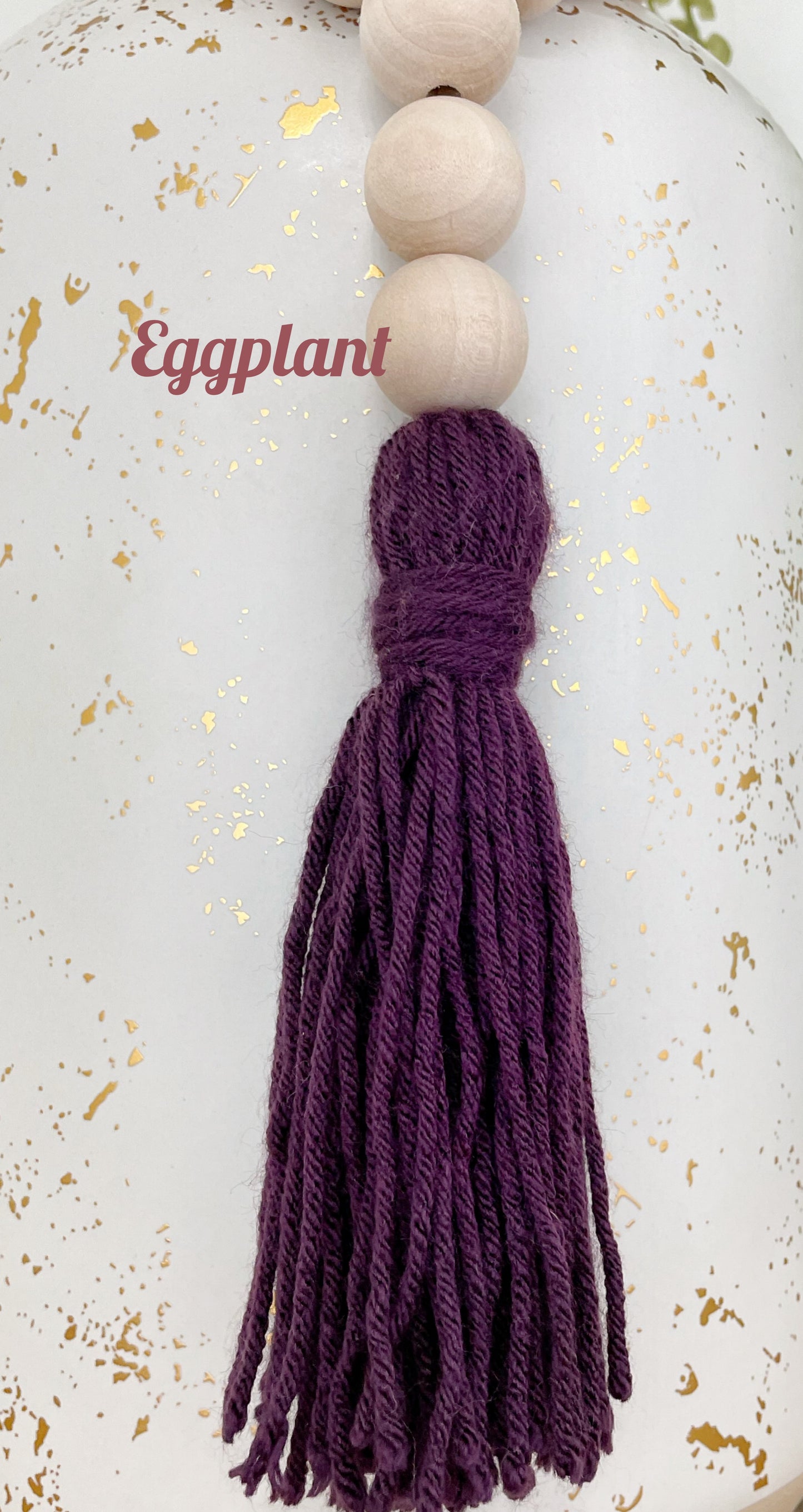 Double Tassel Chunky Wood Decor Bead Strand