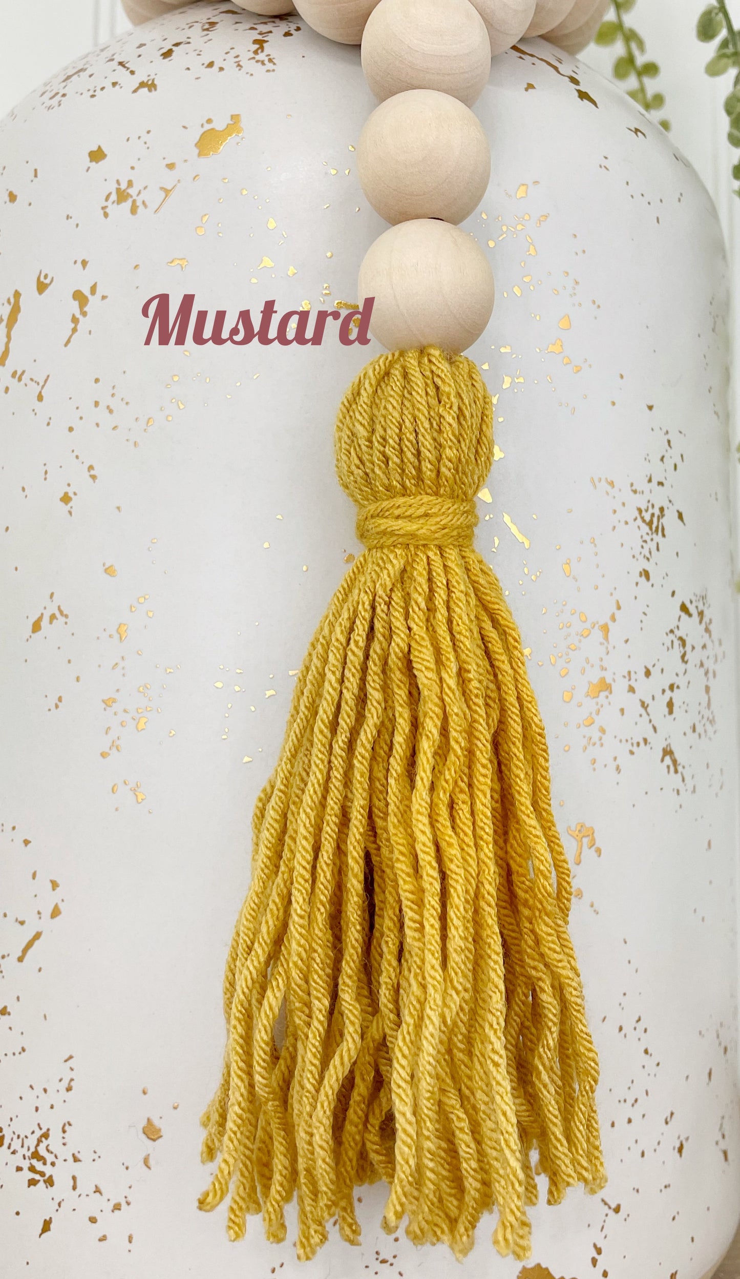 Double Tassel Chunky Wood Decor Bead Strand