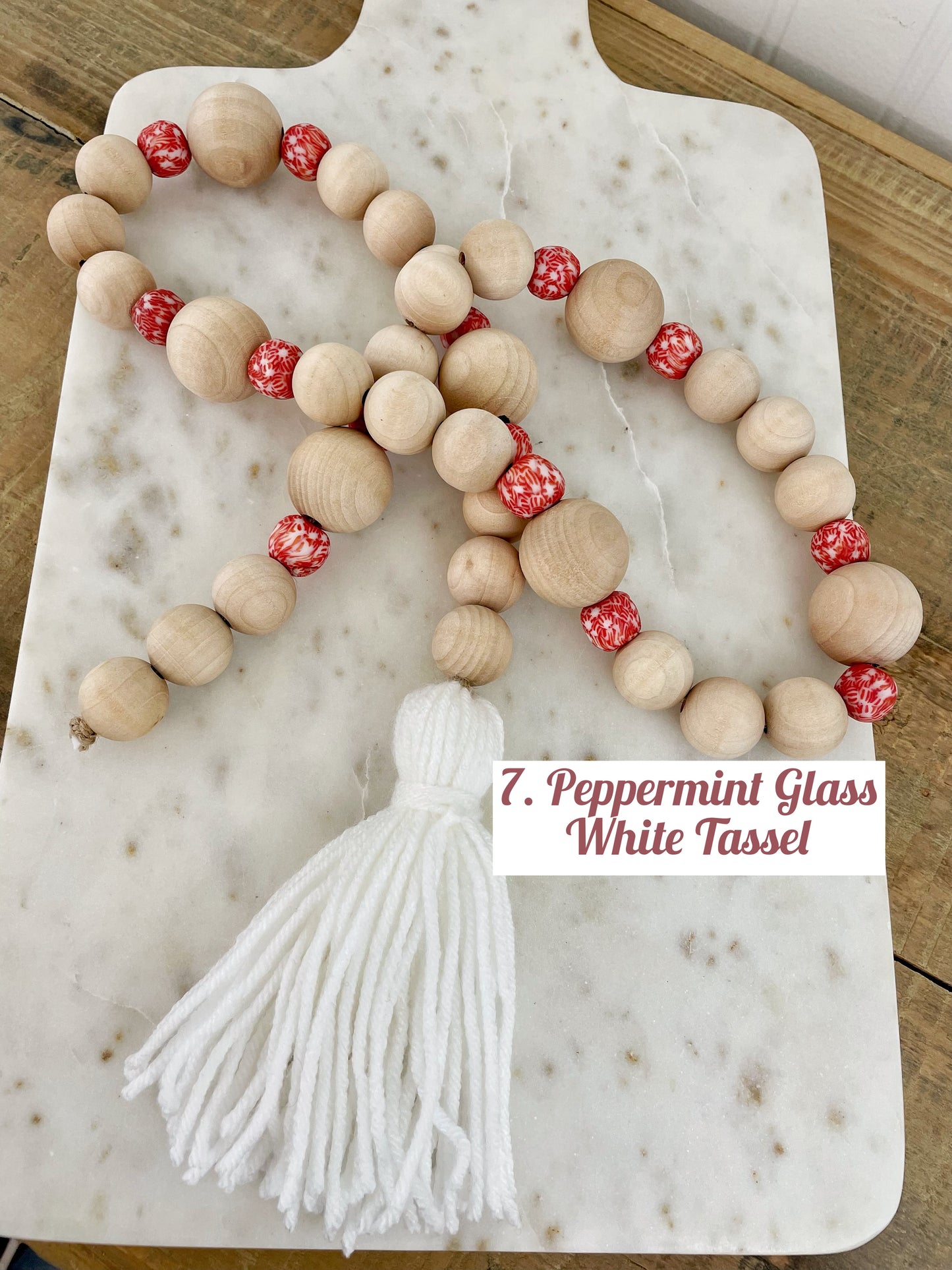 Holiday Wood & Glass Decor Bead Strands