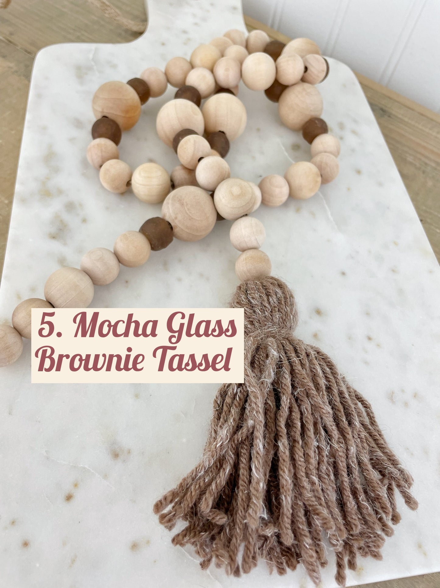 Wood+Glass Bead Strand with Shades of Brown