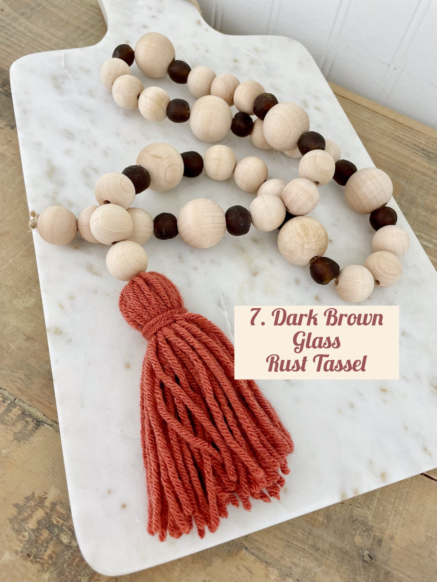 Wood+Glass Bead Strand with Shades of Brown