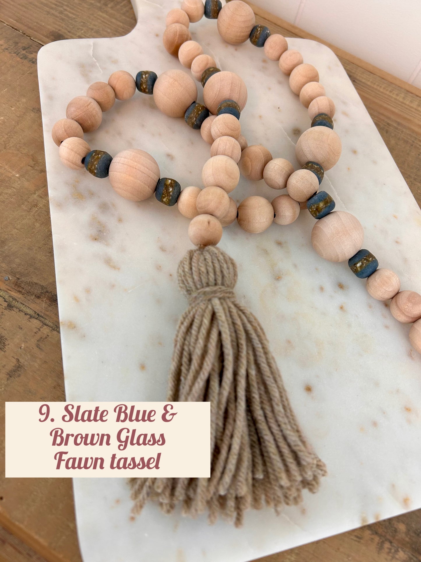 Wood+Glass Bead Strand with Shades of Brown