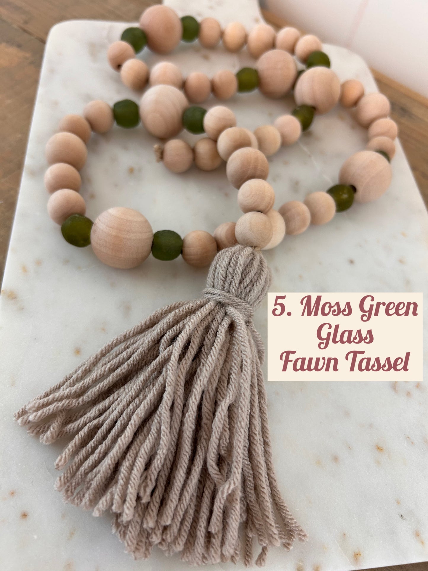 Wood+Glass Decor Bead Strands with Shades of Green