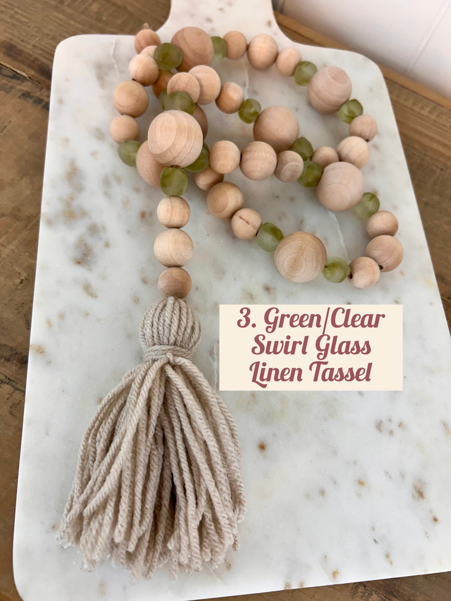 Wood+Glass Decor Bead Strands with Shades of Green