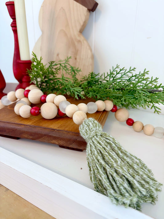 Holiday Wood & Glass Decor Bead Strands