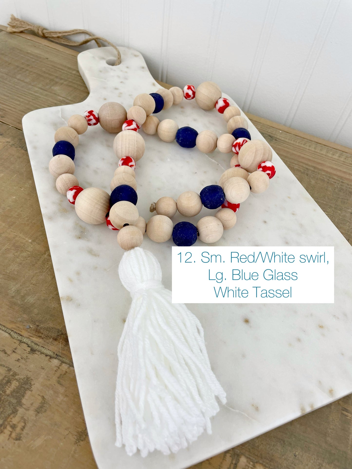 Patriotic Wood+Glass Decor Bead Strands