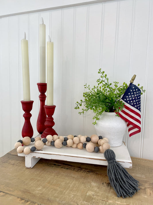 Wood+Glass Decor Bead Strands with Shades of Grey/Black