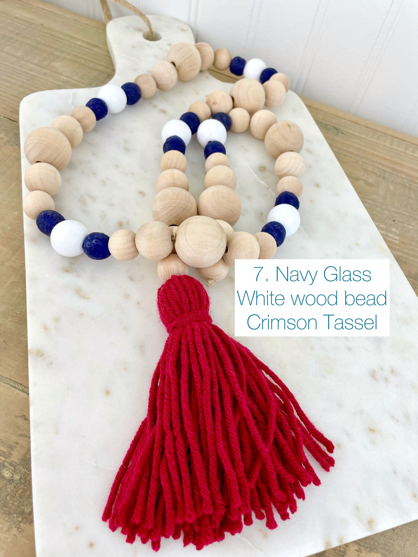 Patriotic Wood+Glass Decor Bead Strands