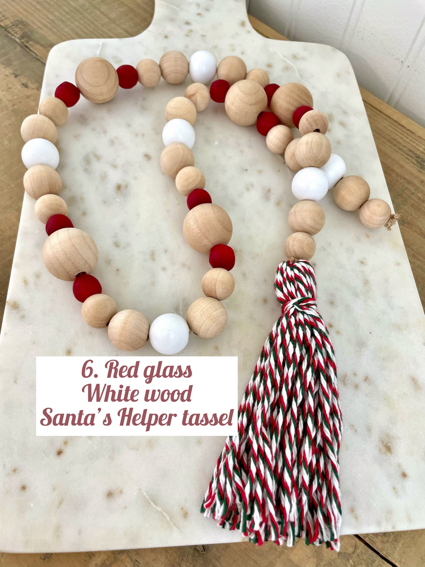 Holiday Wood & Glass Decor Bead Strands