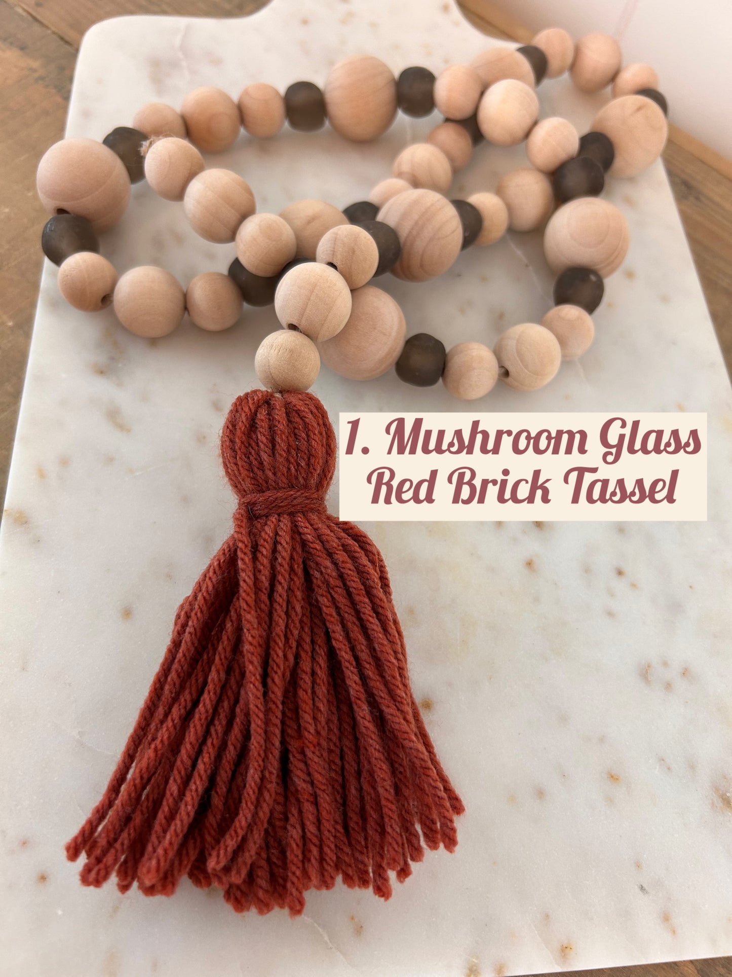 Wood+Glass Bead Strand with Shades of Brown