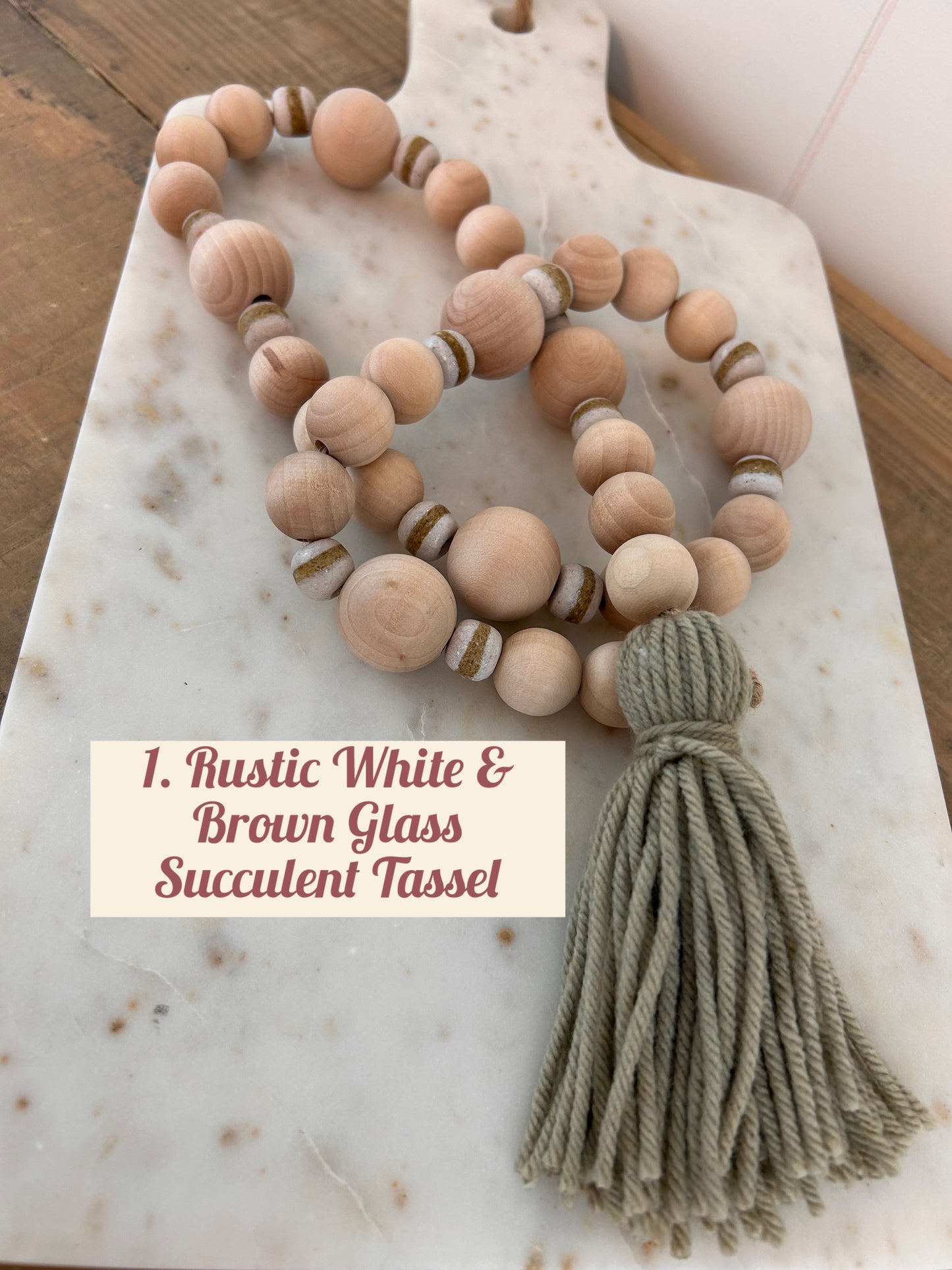 Wood+Glass Decor Bead Strands with Shades of Green