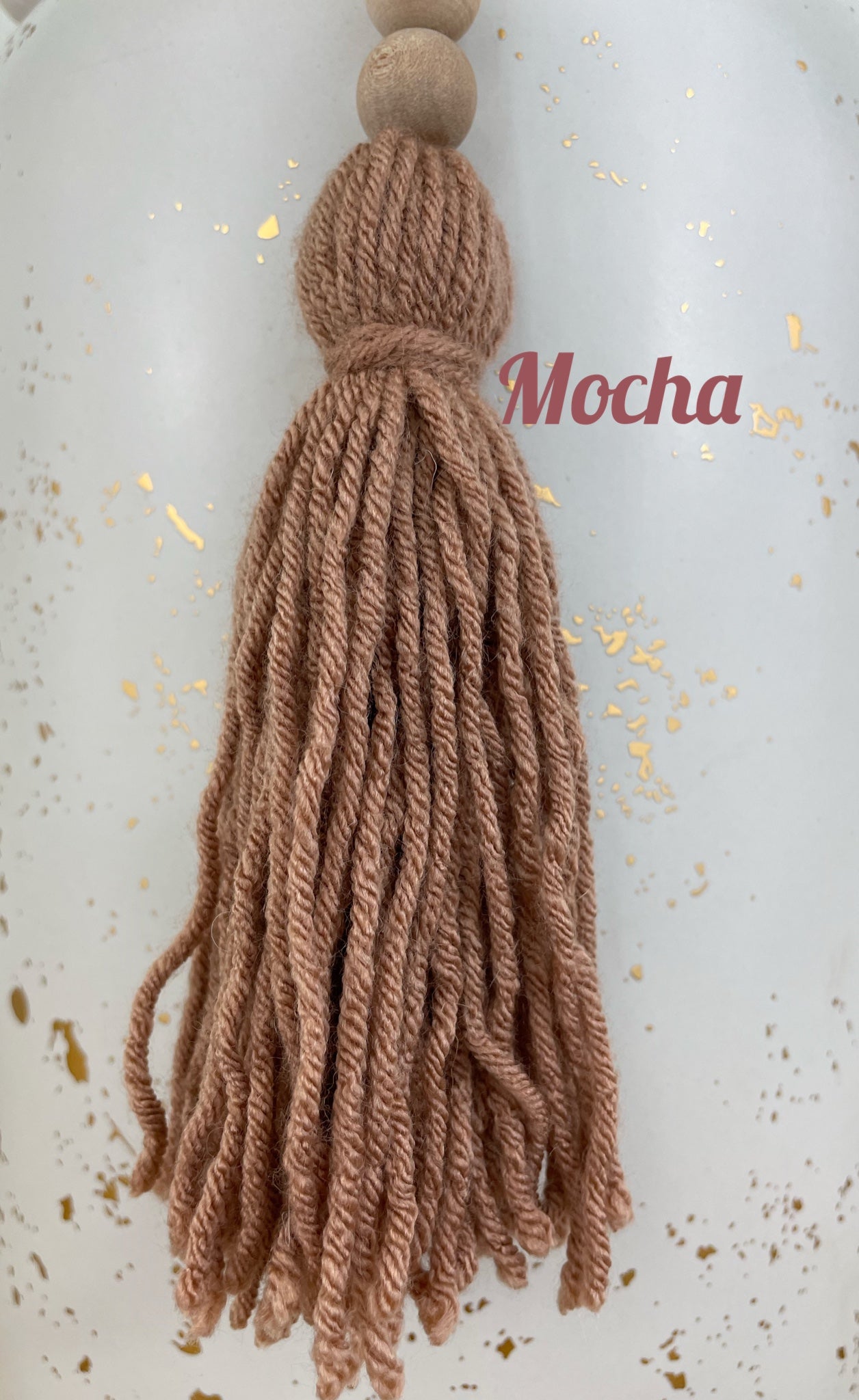 Double Tassel Chunky Wood Decor Bead Strand