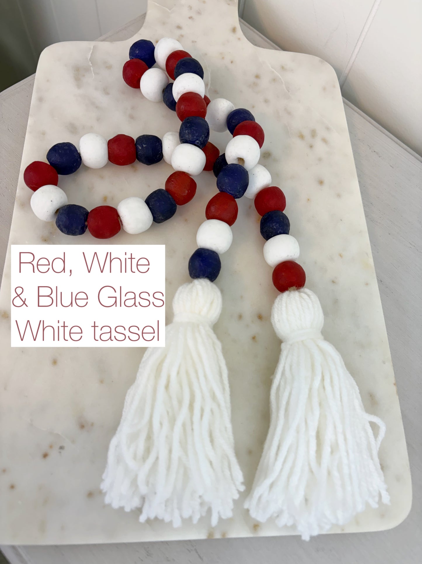Patriotic Glass Decor Bead Strand