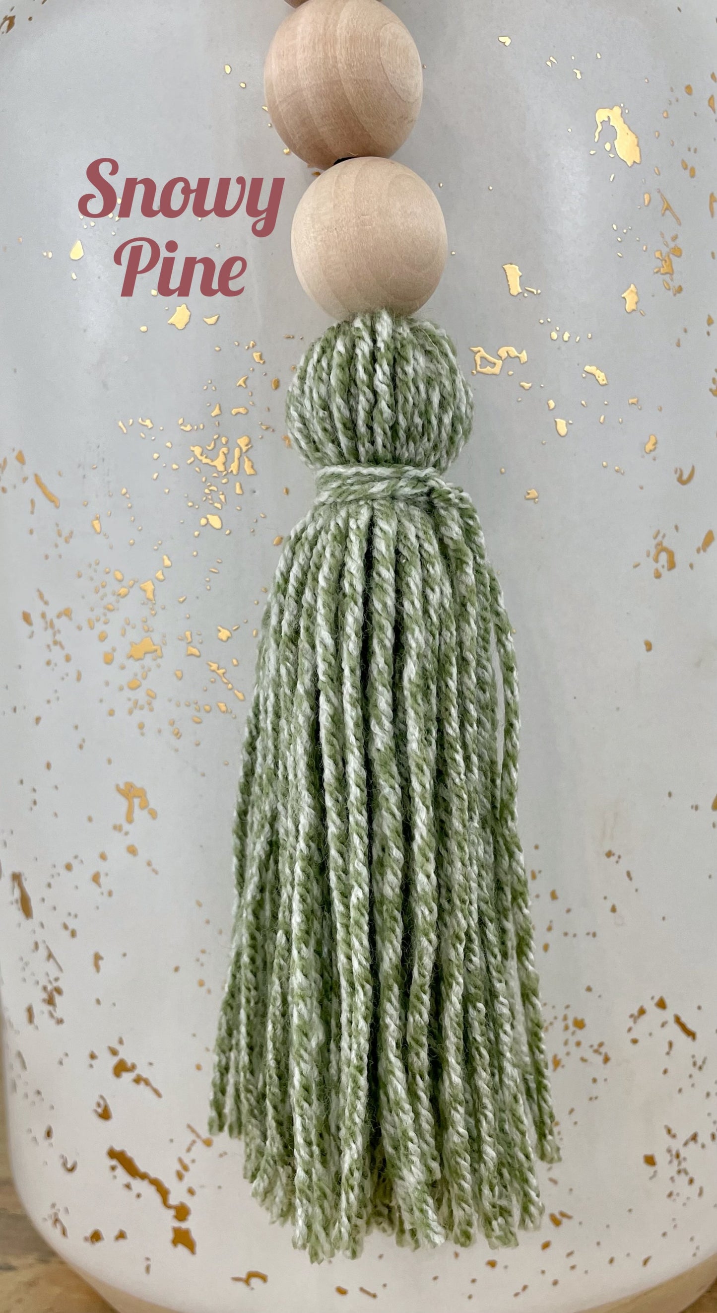 Double Tassel Chunky Wood Decor Bead Strand