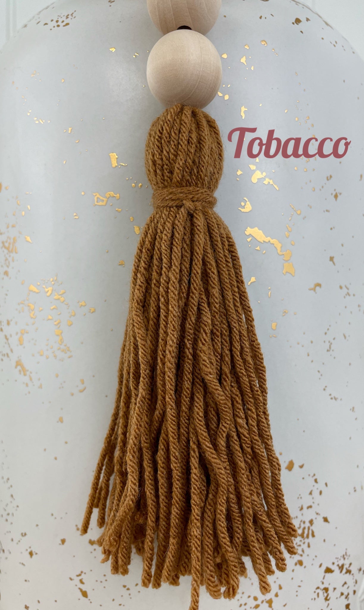 Double Tassel Chunky Wood Decor Bead Strand