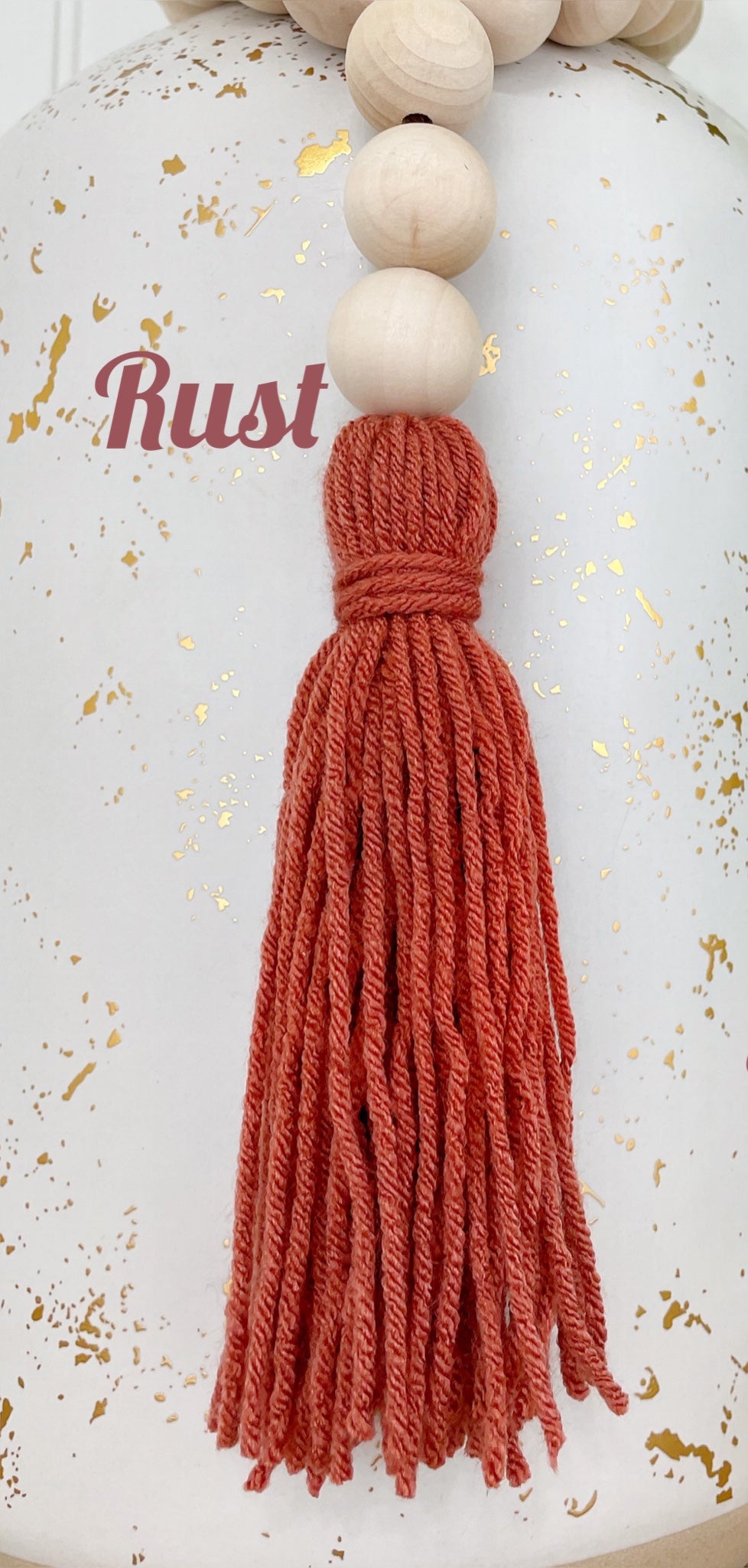 Double Tassel Chunky Wood Decor Bead Strand