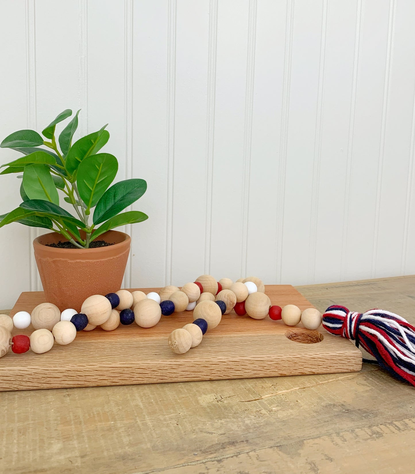 Patriotic Wood+Glass Decor Bead Strands