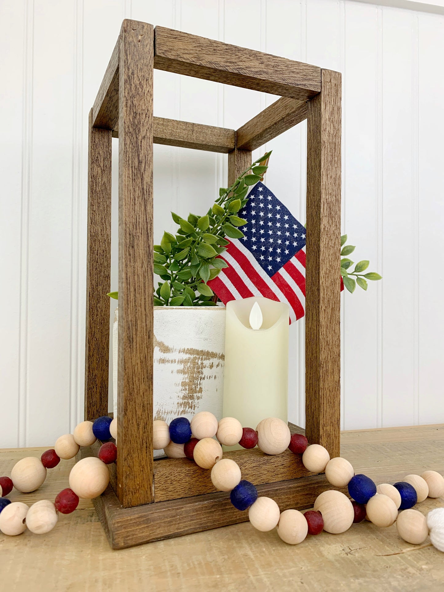 Patriotic Wood+Glass Decor Bead Strands