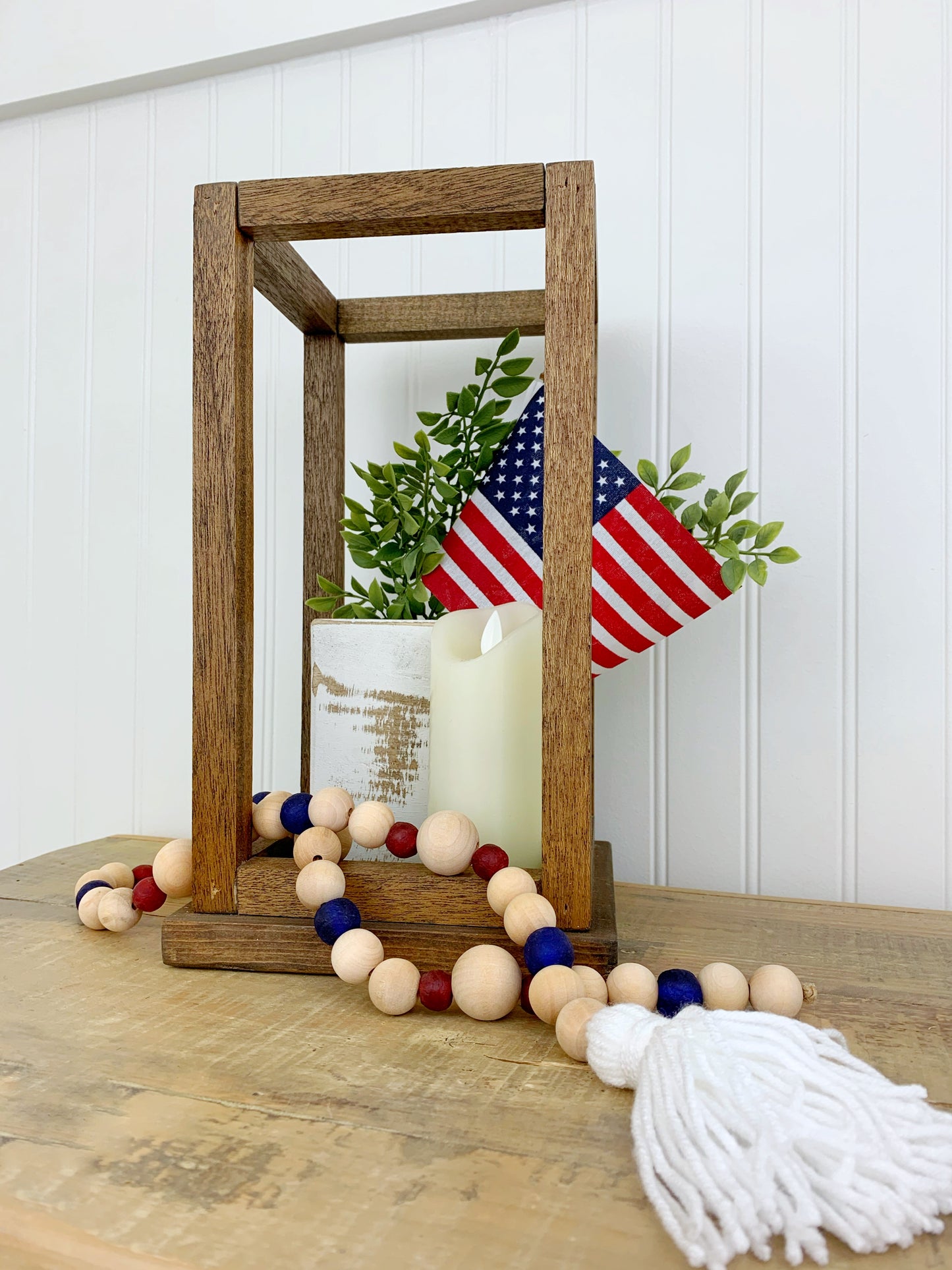Patriotic Wood+Glass Decor Bead Strands