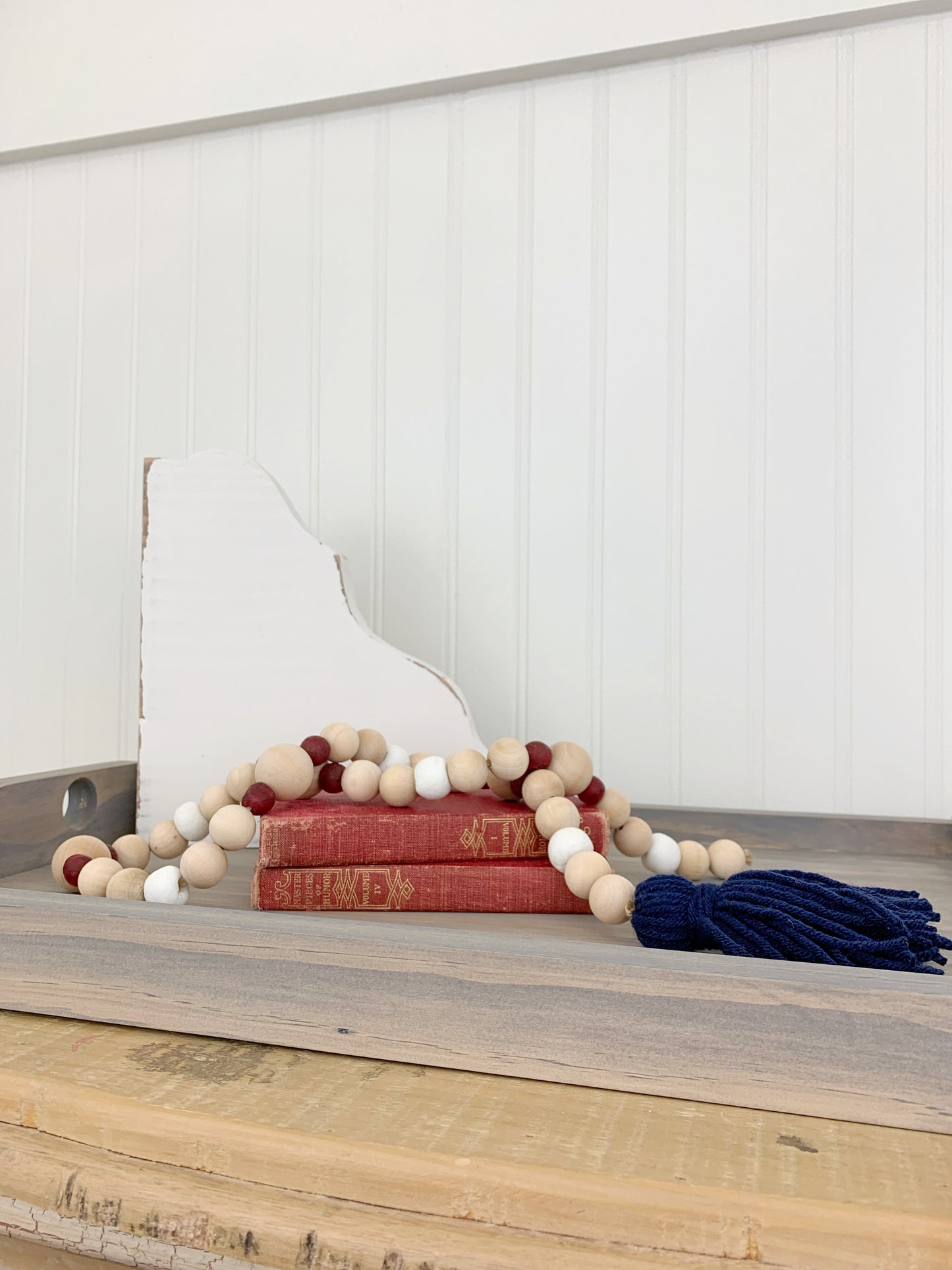 Patriotic Wood+Glass Decor Bead Strands