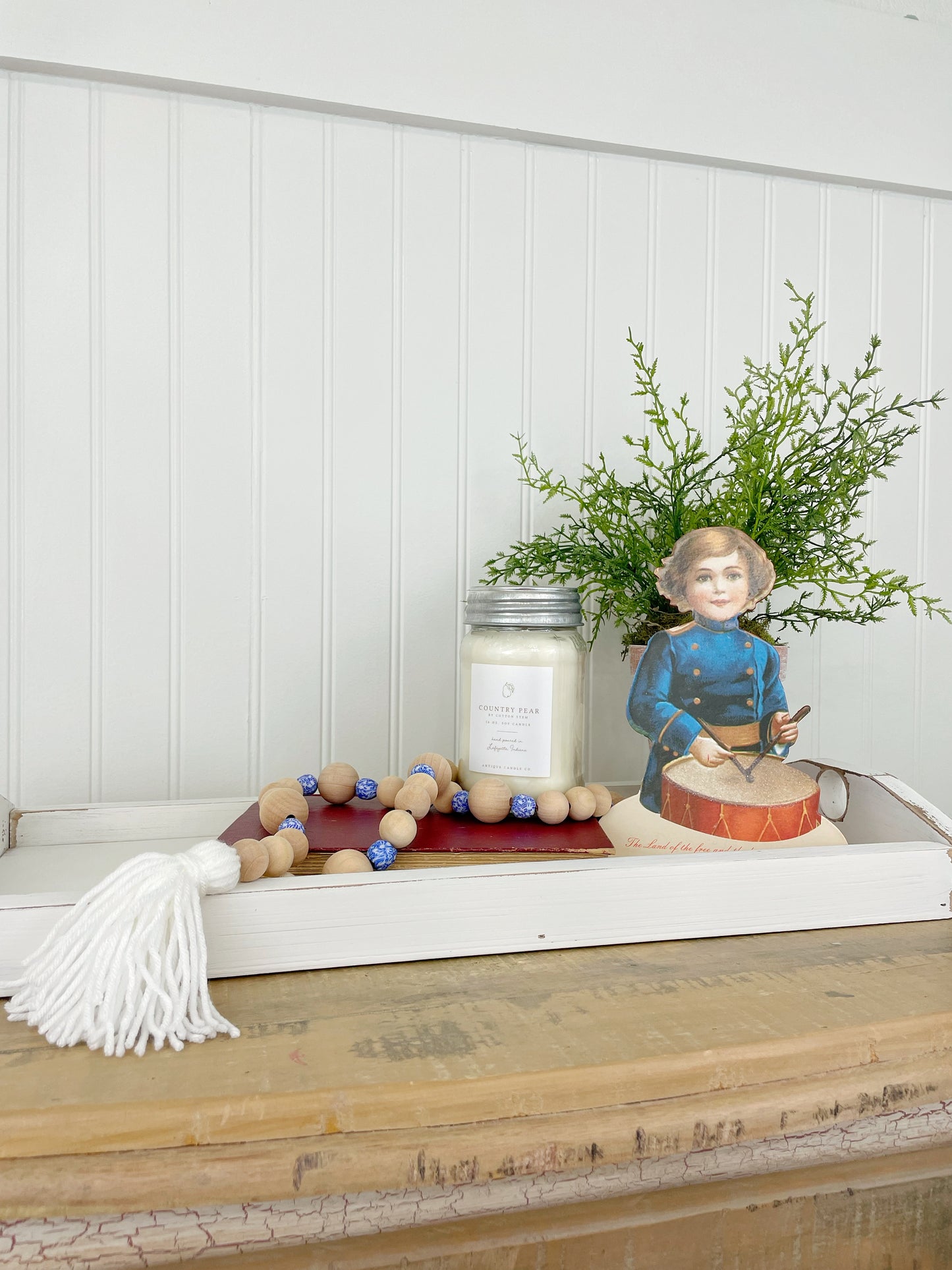 Patriotic Wood+Glass Decor Bead Strands