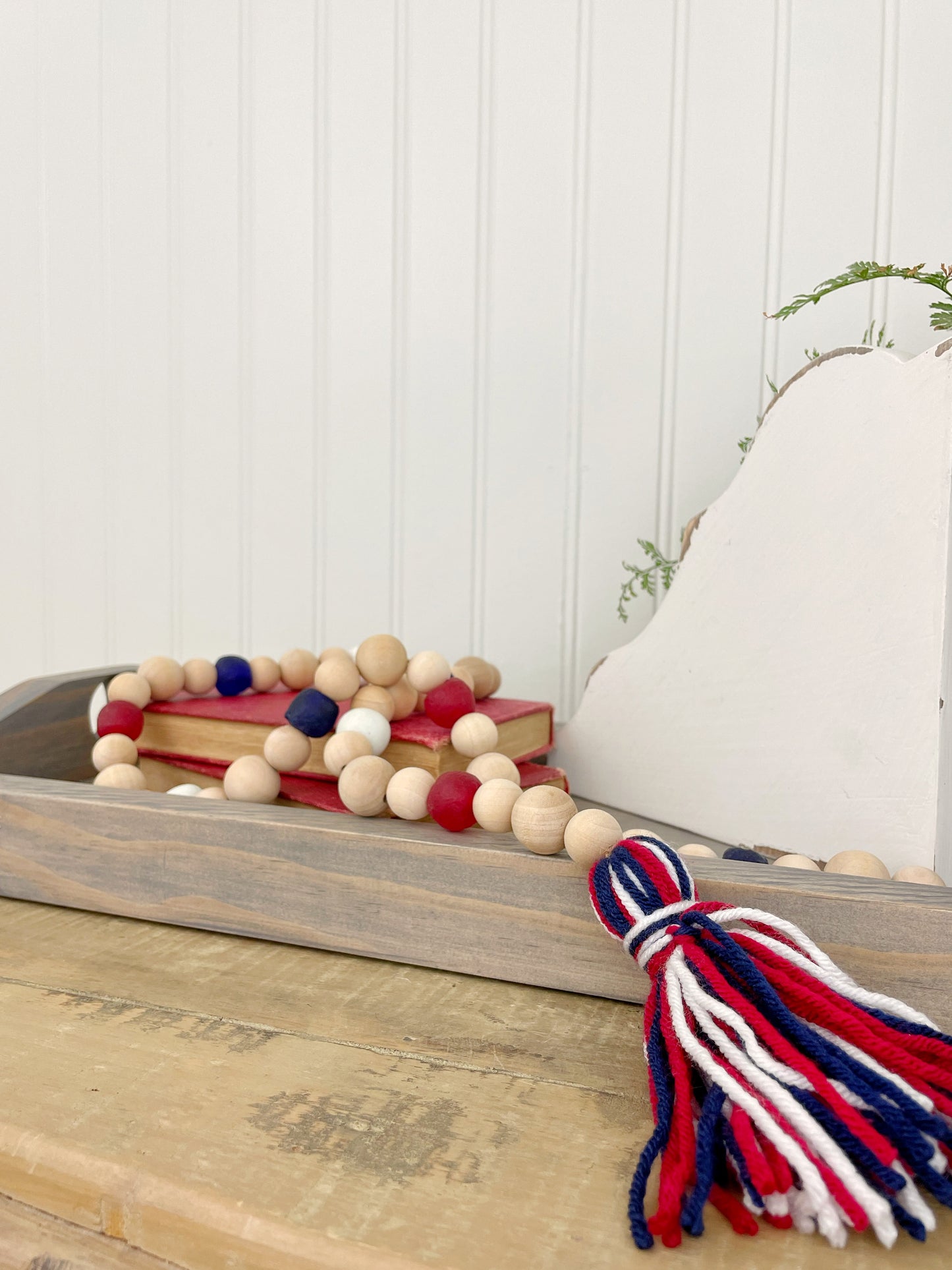 Patriotic Wood+Glass Decor Bead Strands